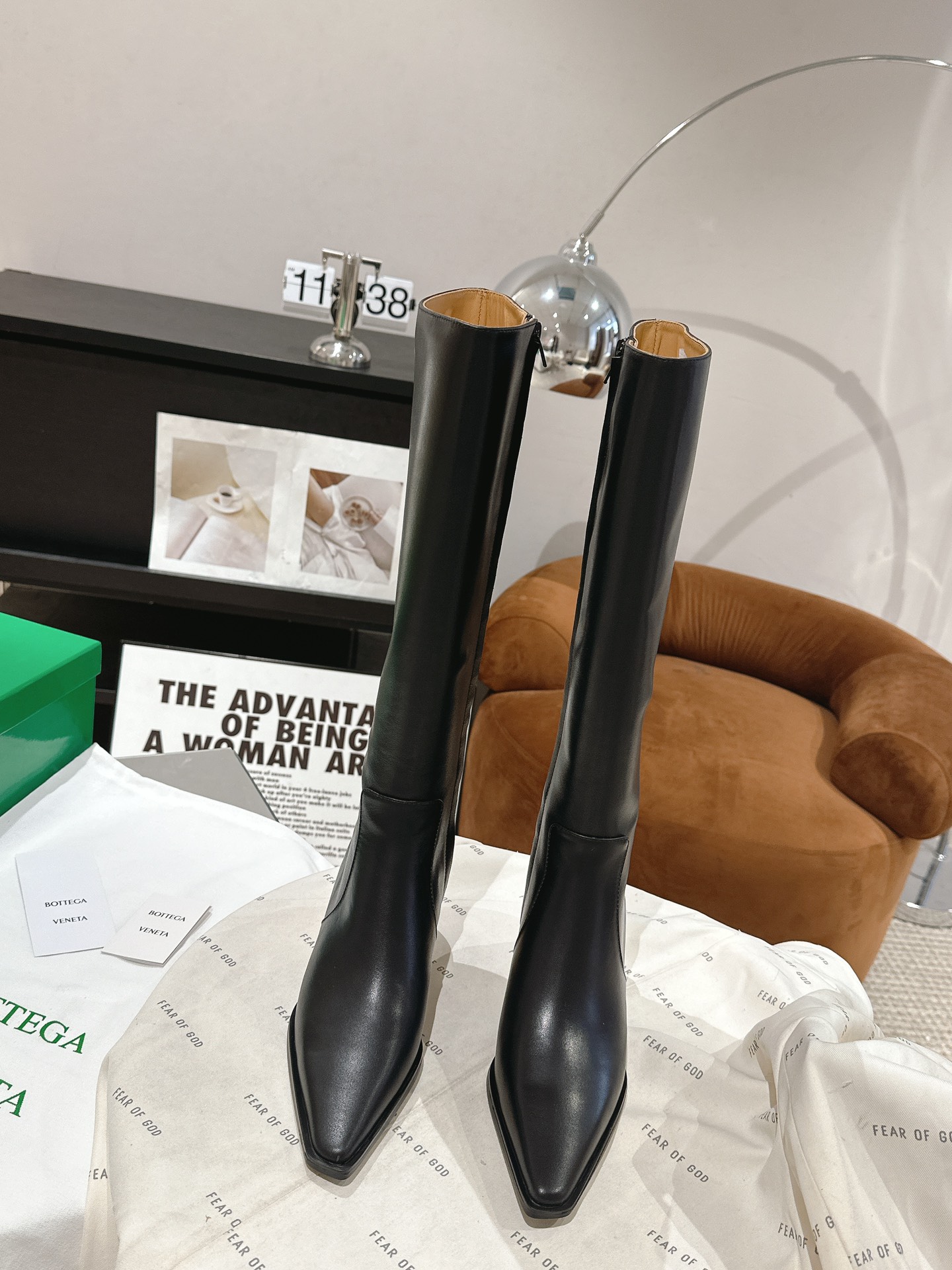 보테게바베네타 롱부츠 블랙 카프스킨