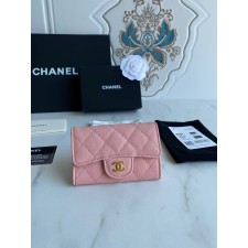 샤넬 클래식 똑딱이 카드지갑 캐비어 금장