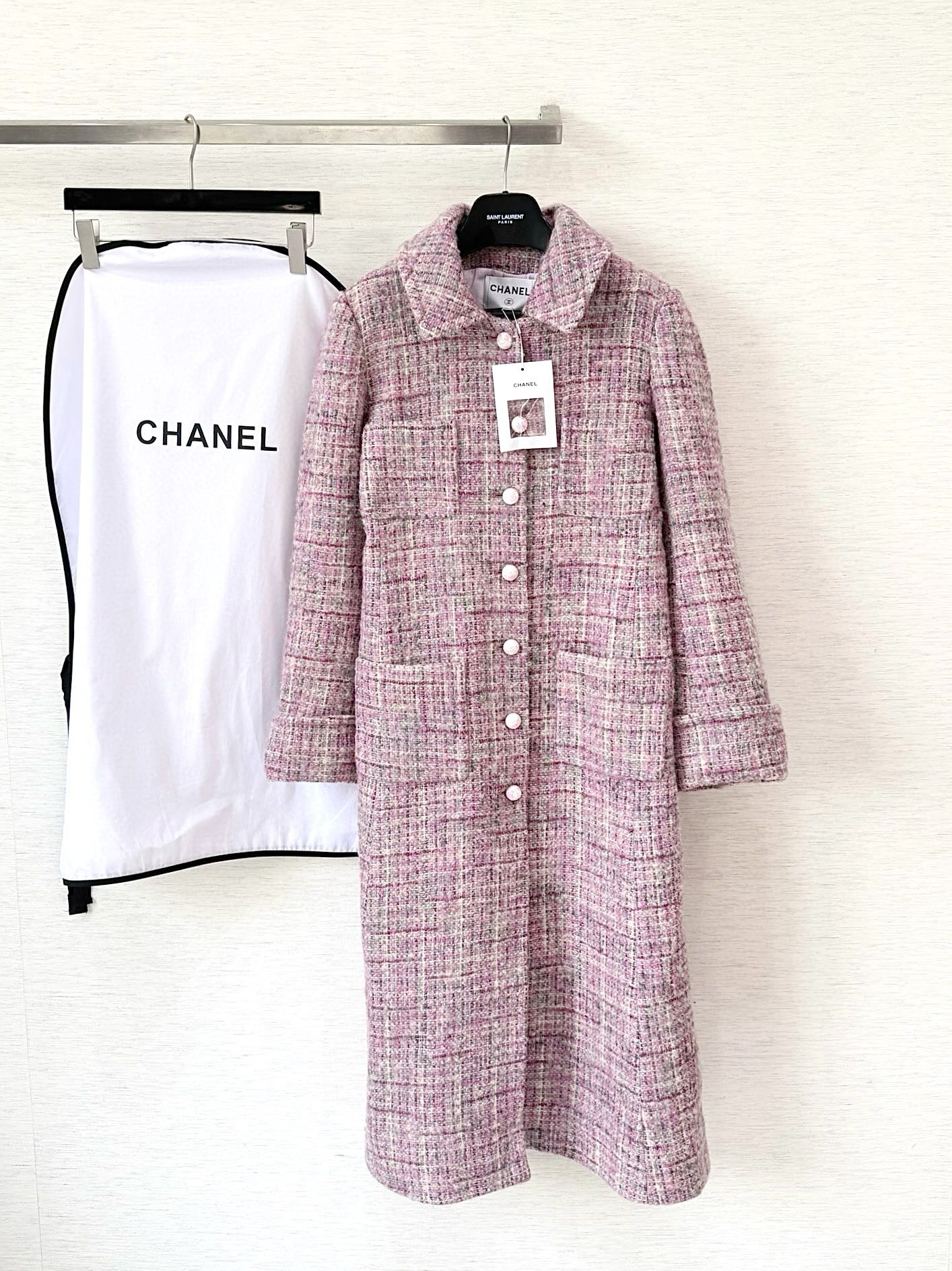 샤넬 트위드 롱 코트