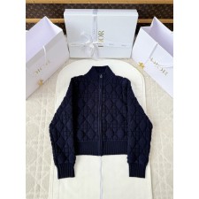 디올 까나쥬 울 니트 지퍼 재킷