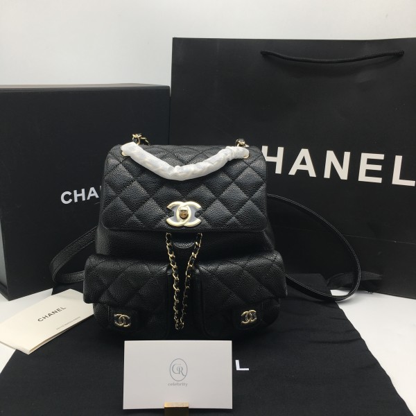 샤넬 투포켓 듀마 백팩 미디움 캐비어 블랙