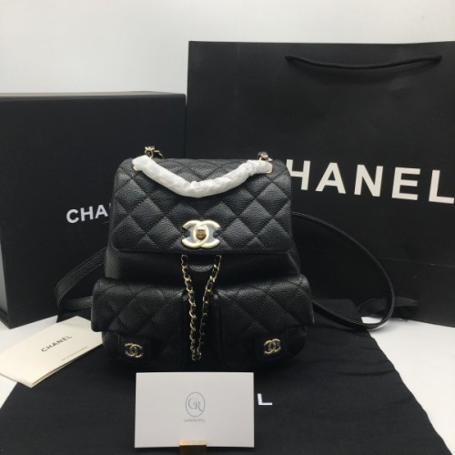 샤넬 투포켓 듀마 백팩 미디움 캐비어 블랙