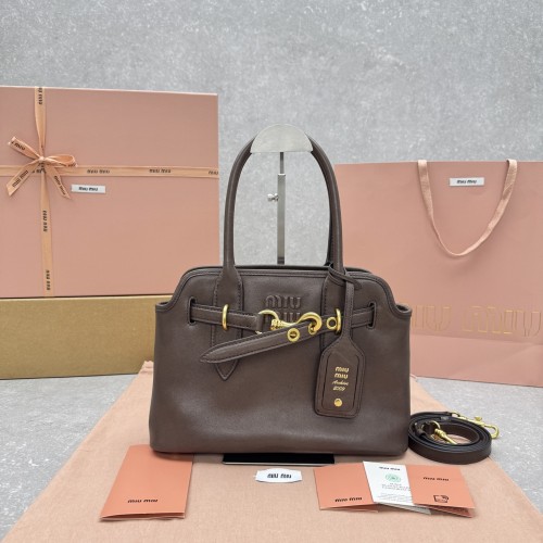 미우미우 아방뛰르 나파 레더백 브라운