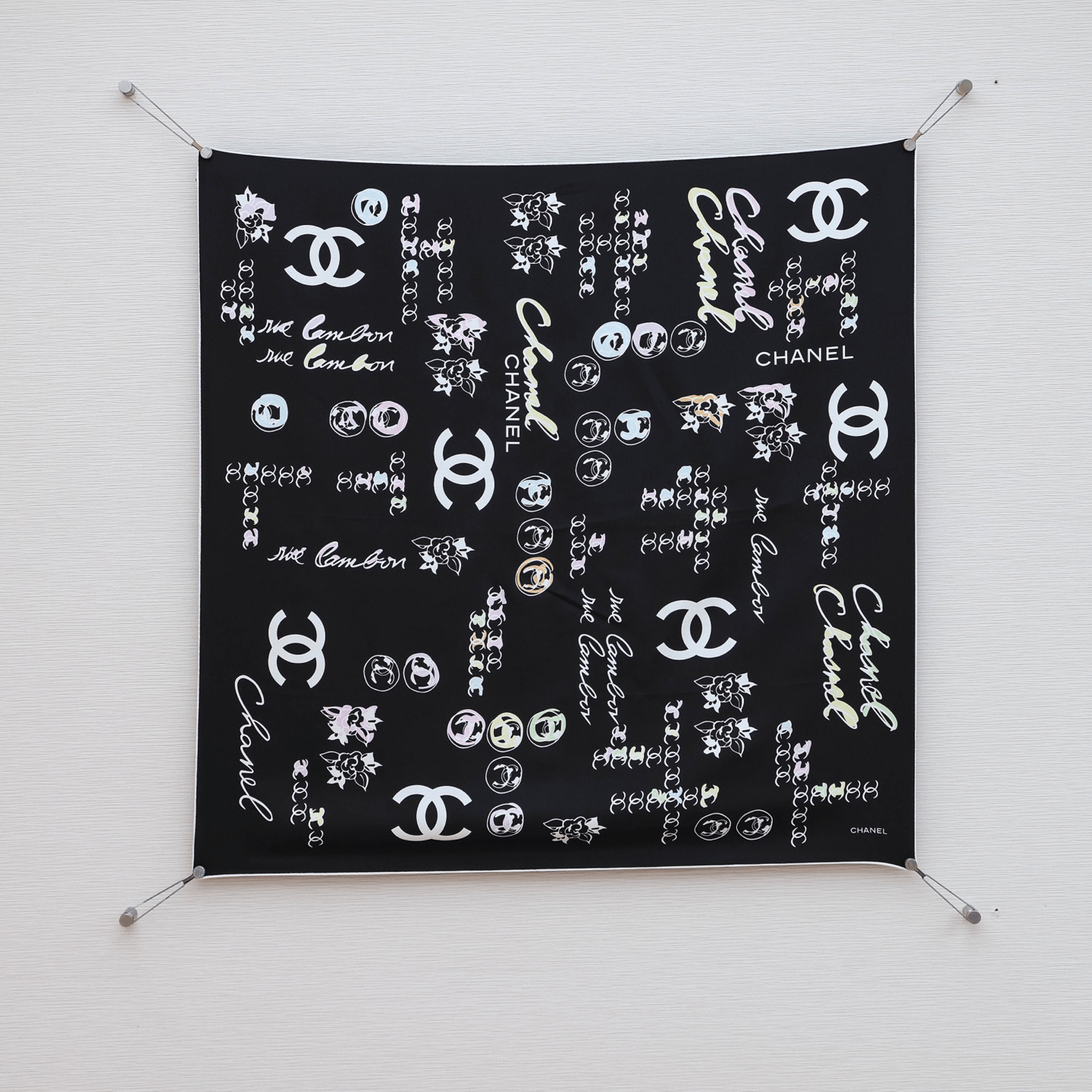 샤넬 90x90cm 100%실크 스카프